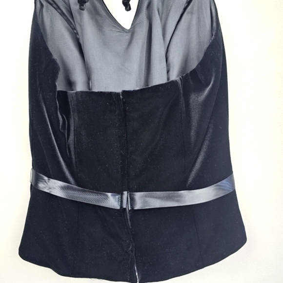 XSCAPE Vintage 90's Y2K Halter Top Velvet Satin Black Womens Size 8 - Picture 5 of 12